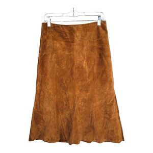 TESORI Golden Brown Suede A-line Skirt Size 8